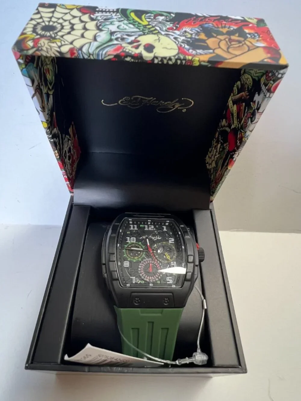 Ed Hardy Men’s Watch W/ Adjustable Green Band (New with Tag)